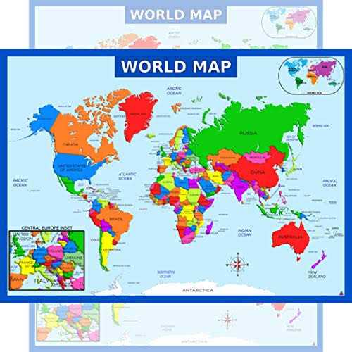 3D Learning LLF World Map Poster with Central Europe Inset