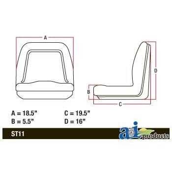 A & I Deluxe Midback Utility Lawn Mower Seat TM555BL
