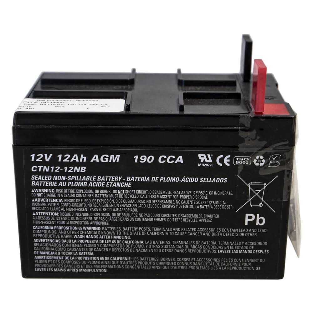 Ariens 04738800 Gravely 12V 12A 190cca Battery OEM Apex Ikon Zoom Pro-Turn Edge
